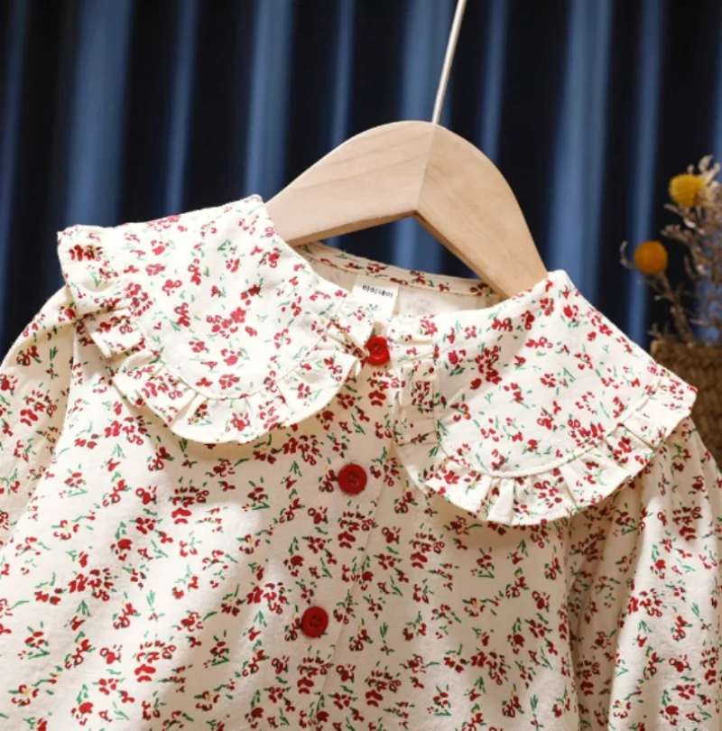 Girls Shirt 2024 Spring New Baby Long Sleeved Shirt Korean Fashion Doll Shirt Little Girl Fashionable Top Blouse for Girls