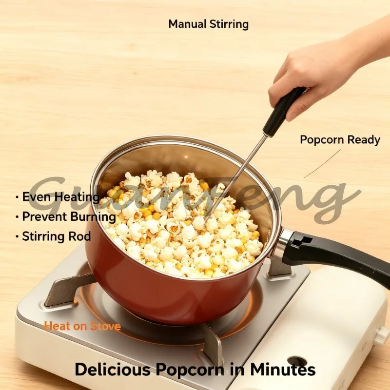 Commercial gas hand-cranked thickening non-stick pan popcorn machine