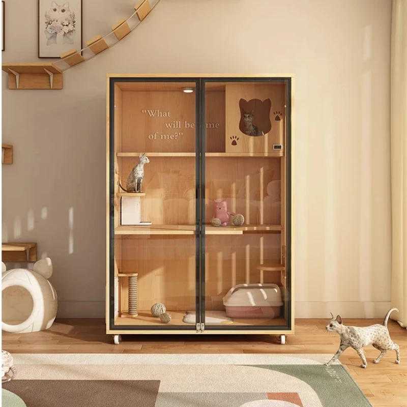 

Cat Villa Cat Cage Household Large Indoor Space Crawling Frame Cabinet House House Double Layer Solid Wood N