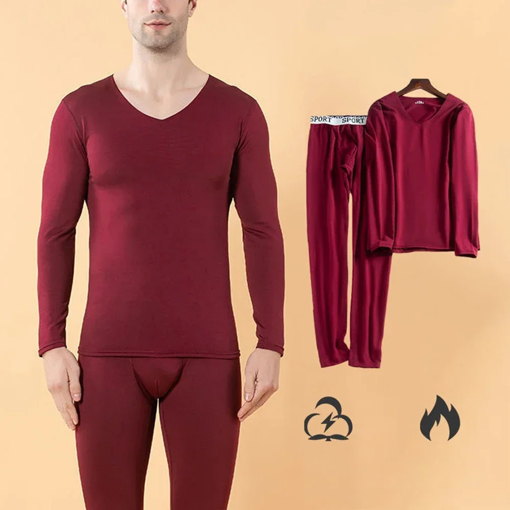 Ensemble de sous-vêtements thermiques sans couture pour hommes, longs caleçons en Y, document solide, confortable, lait, automne, hiver, mode