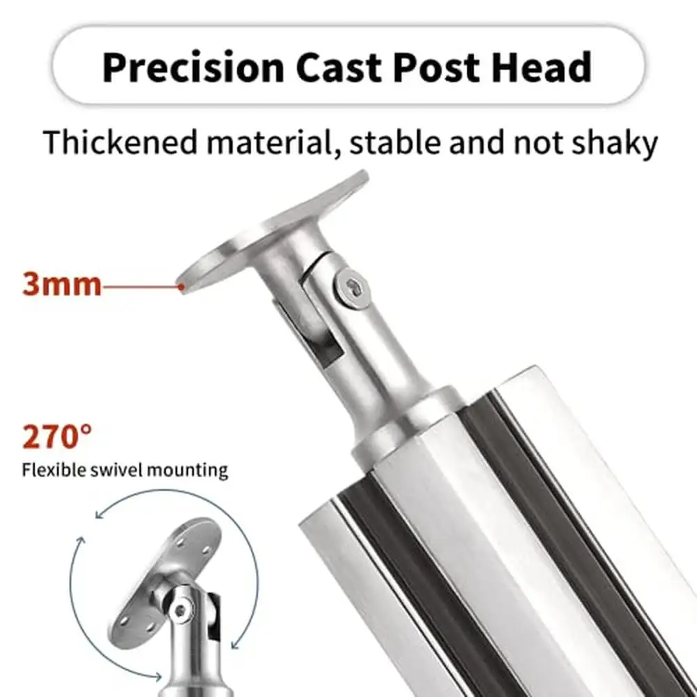 Paletto per balaustra in vetro in acciaio inossidabile da 35,4" con slot per raccordi e base robusta per ville Dimensioni fai-da-te Facile installazione Uso interno/esterno