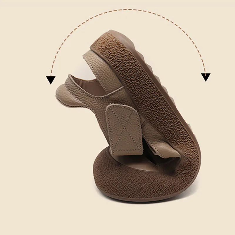 Xmwrlw 2025 sandálias de verão de couro genuíno para mulheres sapatos sola de borracha antiderrapante senhoras verão sandálias casuais sapatos planos 