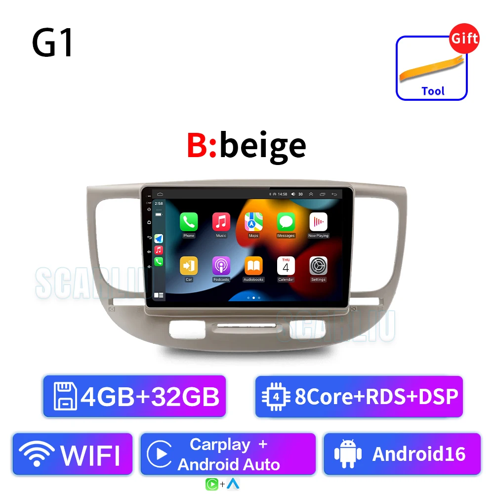 Autoradio Voor Kia RiO 2 RIO2 2005-2011 Draadloze CarPlay Android Auto Multimedia Speler Touchscreen GPS navigatie Geen 2din DVD