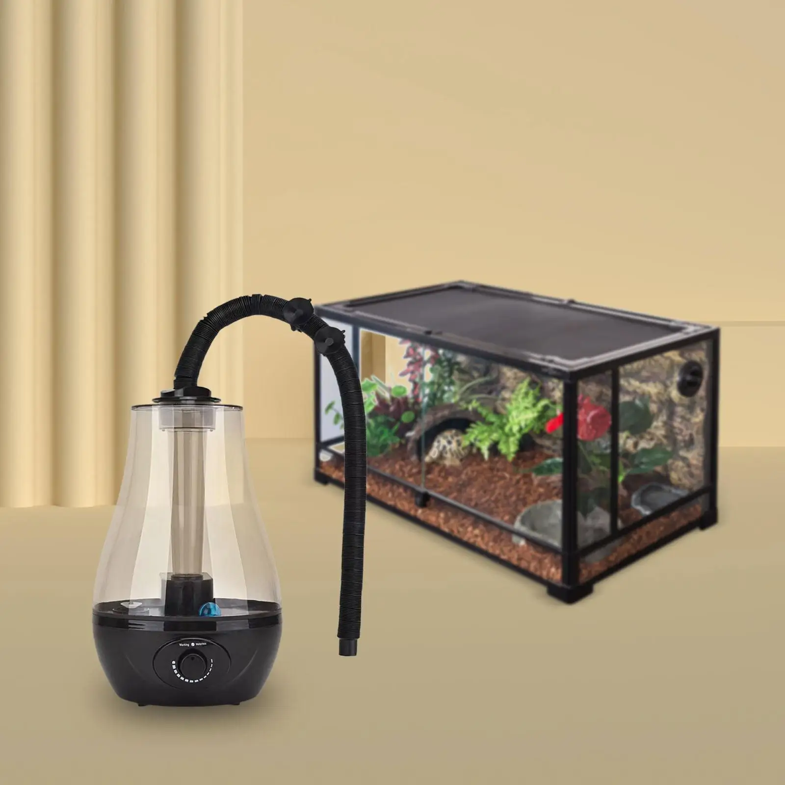 Reptile Fog Machine Mister, Reptile Humidifier, Extension Hoses, Slient Reptile Fog Terrariums Humidifier for Enclosures