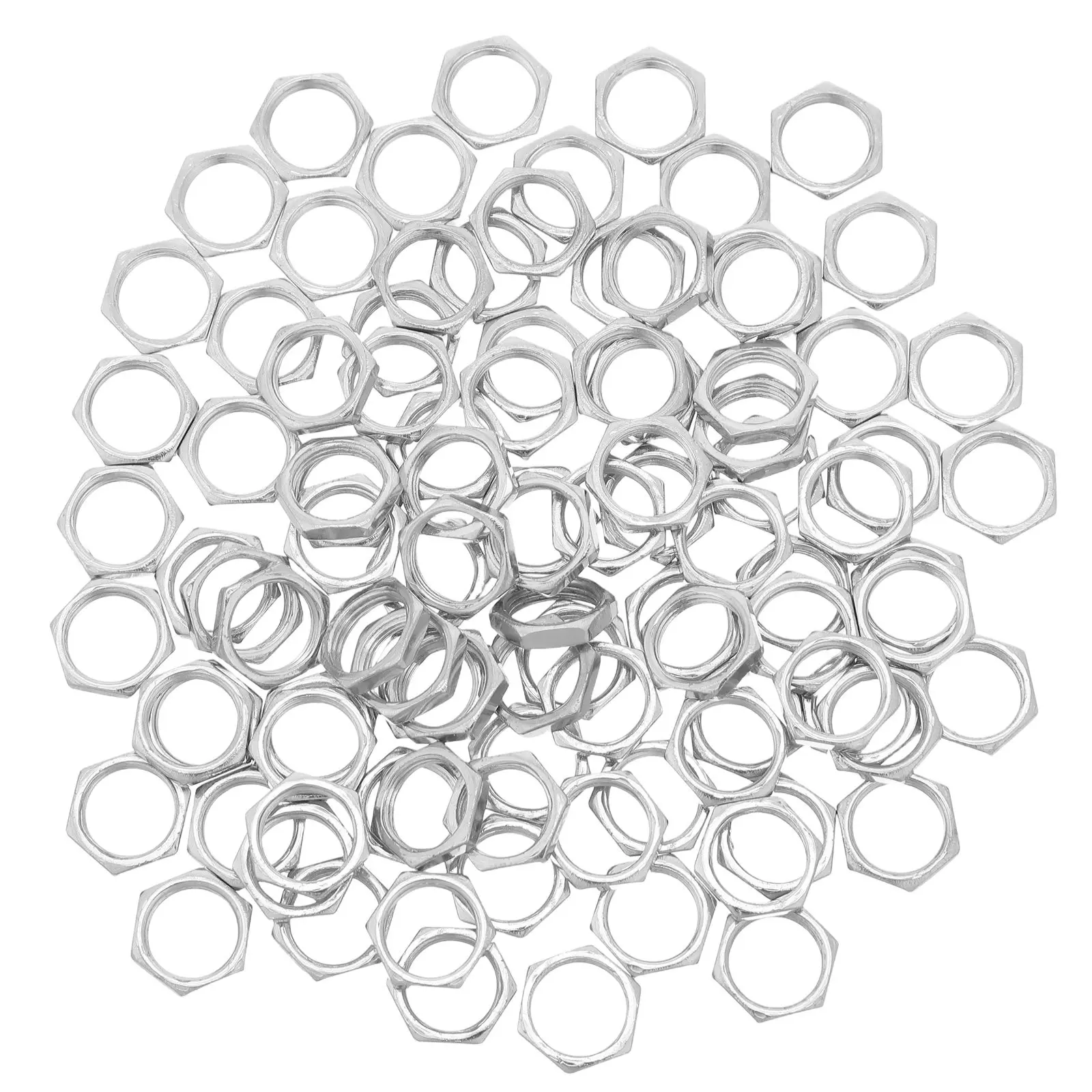 100Pcs Thin Hexagon Nuts Fine Thread Flat Head Electronic Grade Carbon Steel Hardware Nuts for Compact Devices Internal Assembly