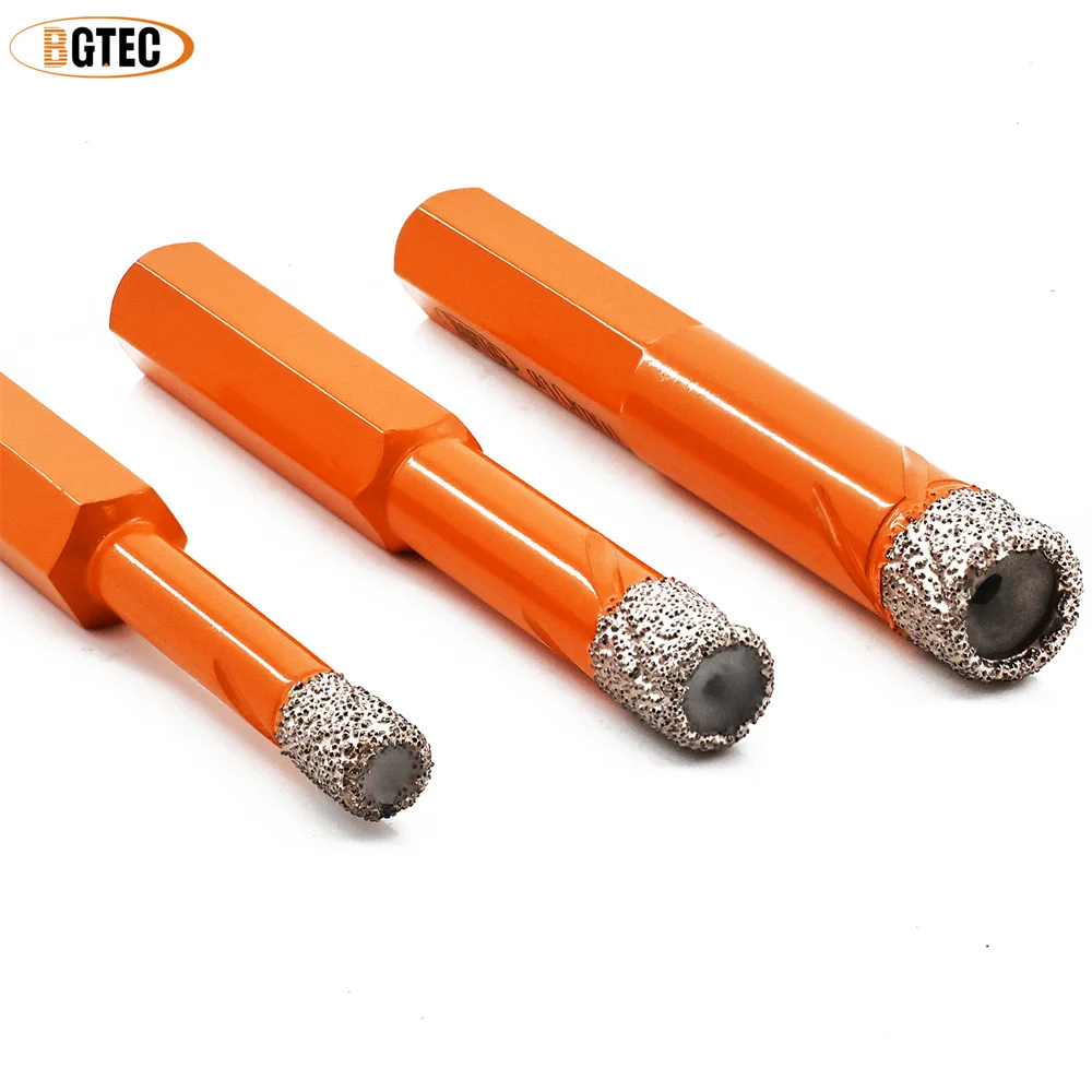 BGTEC Drill Bit Kit Hex Shank Dry Drill+Triangle Shank Cross Carbide Drill Bit With Box Ceramie Tile Granite Marble Porcelain