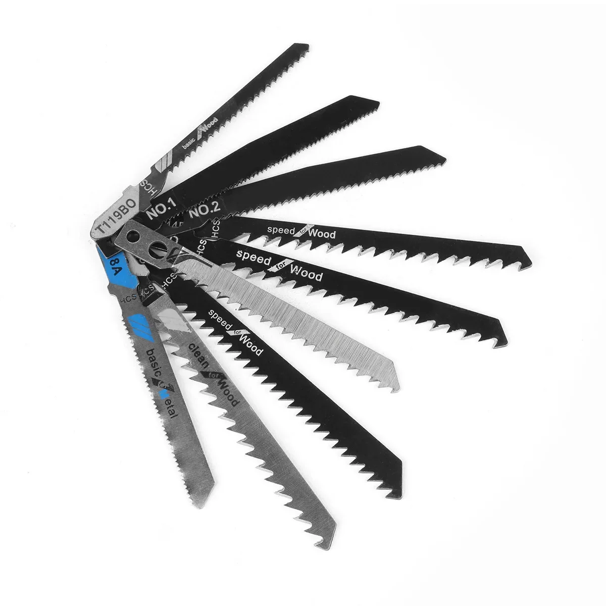 Set pisau gergaji ukir t-shaft HCS, pisau gergaji Jig berbagai macam untuk kayu logam plastik pemotong pipa alat pertukangan 5 buah
