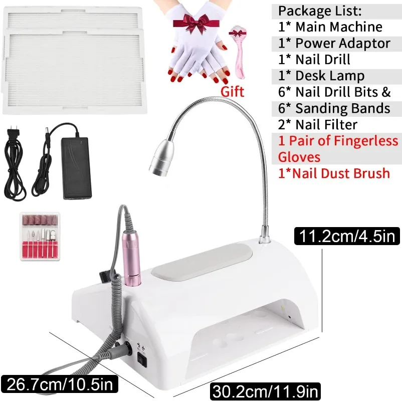 Multifunction Nail Art Machine 30000PRM Nail Drill with Bits and Sanding Bands 48W/96W UV LED Nail Lamp Collector Vacuum