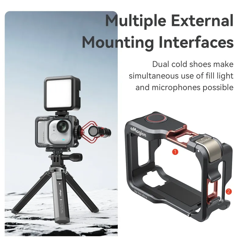 aMagisn Quick-release Metal Frame for Insta360 GO Ultra , Shockproof Camera Accessory for Both Horizontal and Vertical Shooting