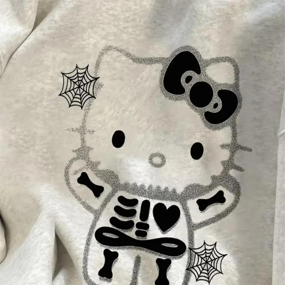 حار سانريو مرحبا كيتي الفتيات النمط الأمريكي فضفاض وكسول نمط هوديي للنساء أنيق الخريف/الشتاء سترة عالية الجودة