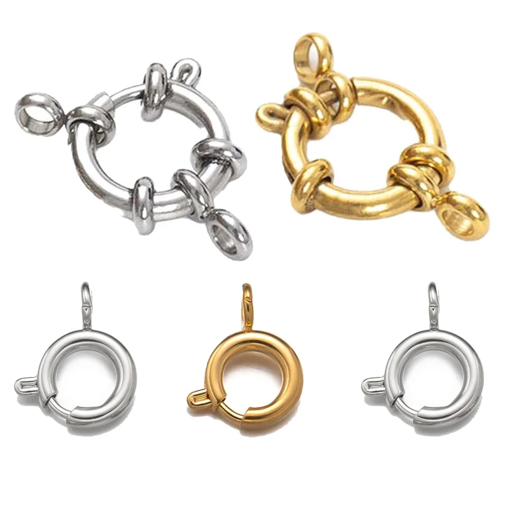 

4/5pcs Stainless Steel Round Spring Ring Clasp Connector Closure Lock Finding For DIY Necklace Bracelets Jewelry Making Material