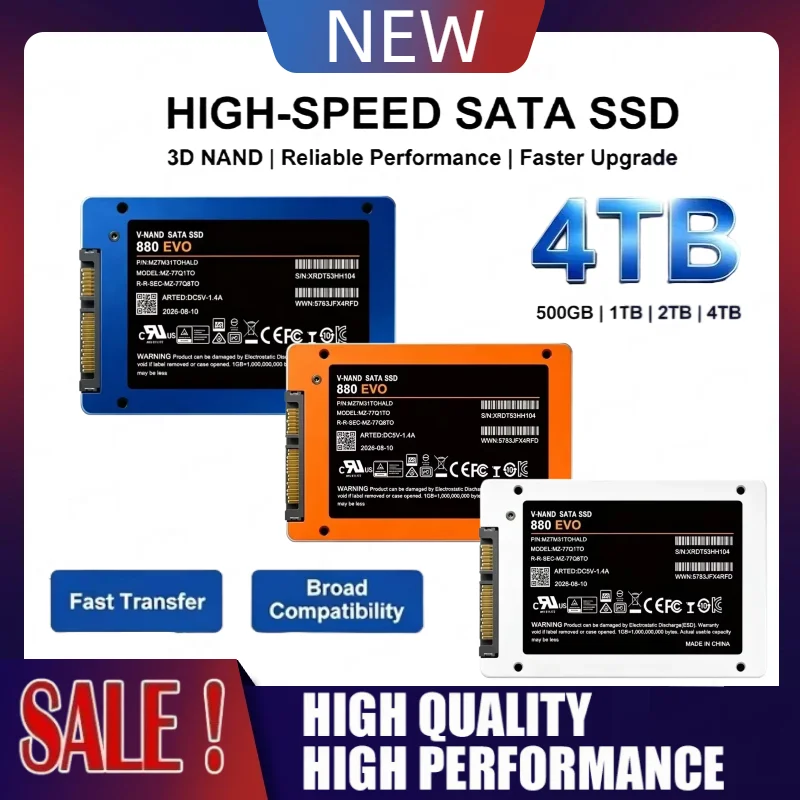 Original 2,5-Zoll-SATA3-SSD mit 4 TB, interne Solid-State-Festplatte mit hoher Geschwindigkeit, 3D-NAND-Speicher für Desktop-PC, Laptop und Mikrocomputer.