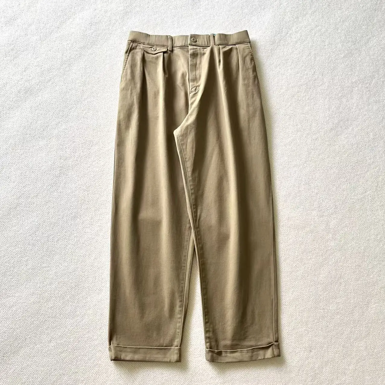 Loose Tapered Pants Red Rope Double Pleat Casual Trousers Japanese Sle mens Cotton Polyester Elastic Fiber