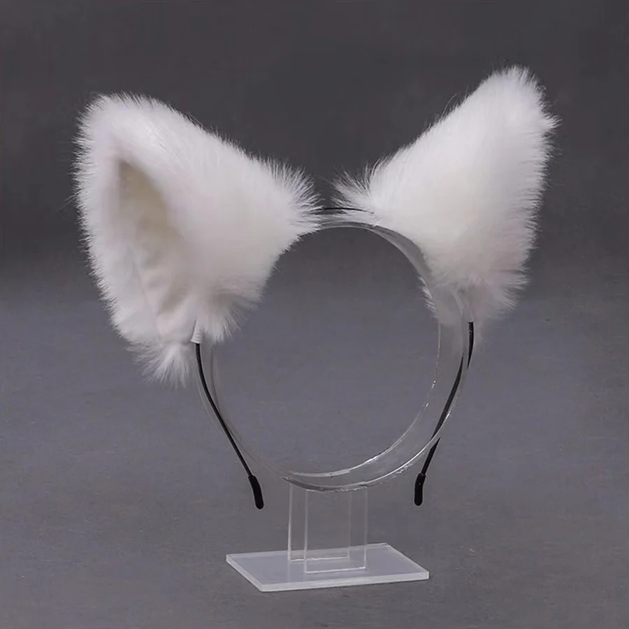 Lolita-Diadema de piel sintética con orejas de zorro y gato para mujer, diadema esponjosa de Anime para Halloween, accesorios para el cabello