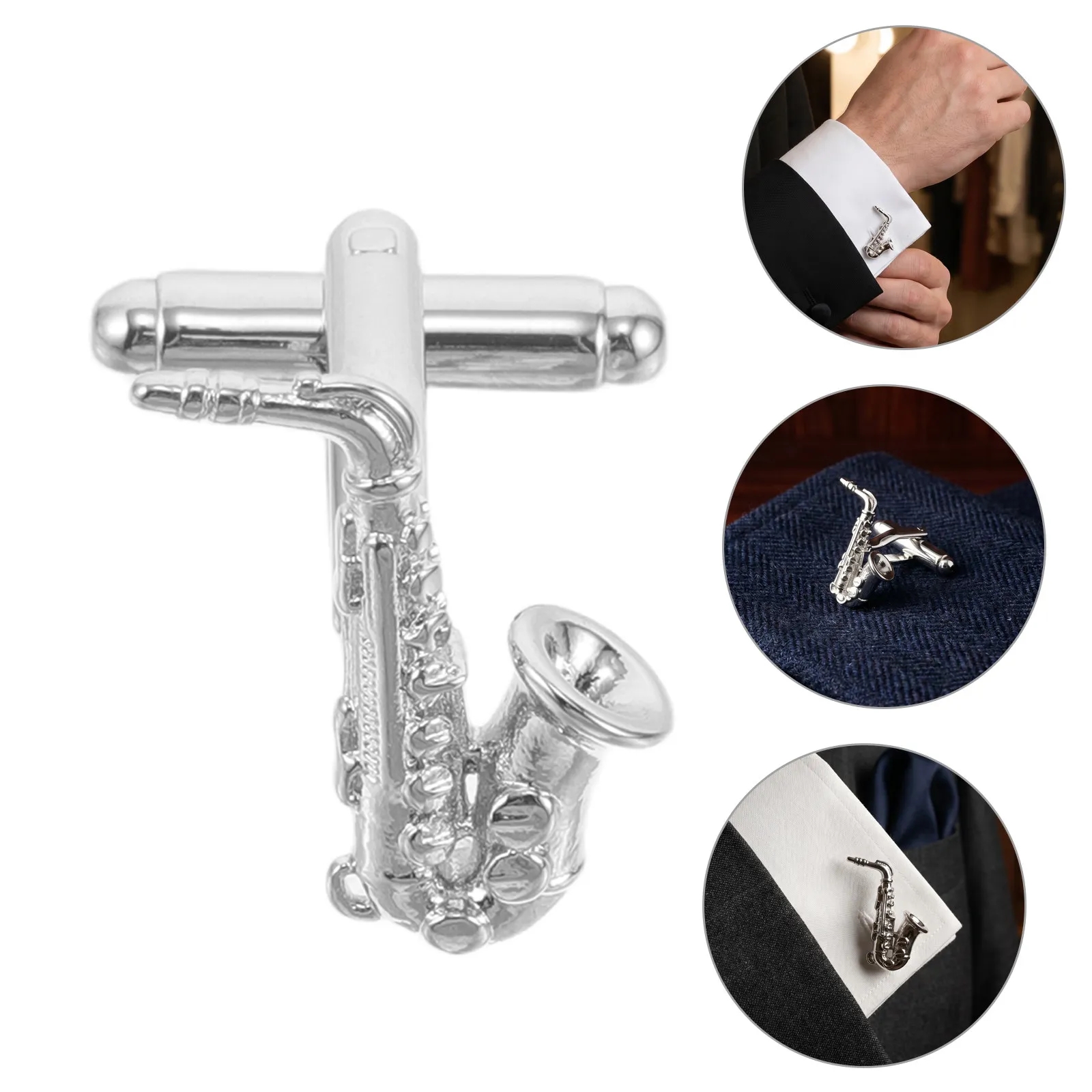 4Pcs Saxophone Music Brooch Pins Instrument Lapel Pins Musical Badges for Choir Uniforms Sweaters Bags Music Fan Gifts