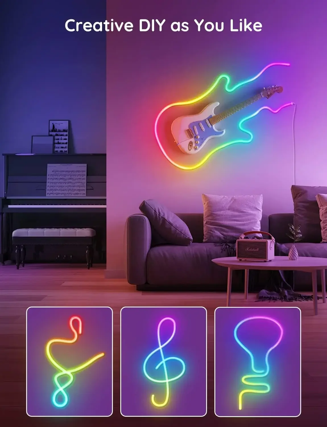 

DIY Design, Works with Alexa, Google Assistant, Neon Lights for Gaming Room Living Bedroom Wall Decor (Not Support 5G WiFi)