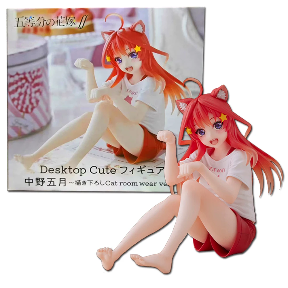 Anime The Quintessential Quintuplets Desktop Cute Nakano Itsuki Figures Cat Room Wear Ver Girl Statue Model Doll Desk Decoration