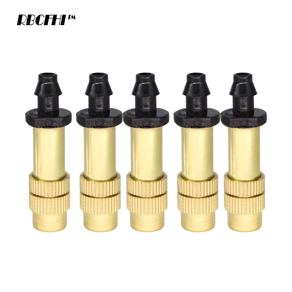 

30/50/100PCS Adjustable Atomization Brass Nozzle 1/4'' Barb Direct Insert Connector Watering Irrigation Spray Copper Sprinkler