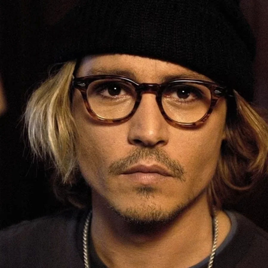 Okulary męskie w stylu Johnny'ego Deppa, oprawki okularów, przezroczyste szkła, markowe, designerskie, komputerowe, męskie, okrągłe, vintage, octanowe okulary korekcyjne.