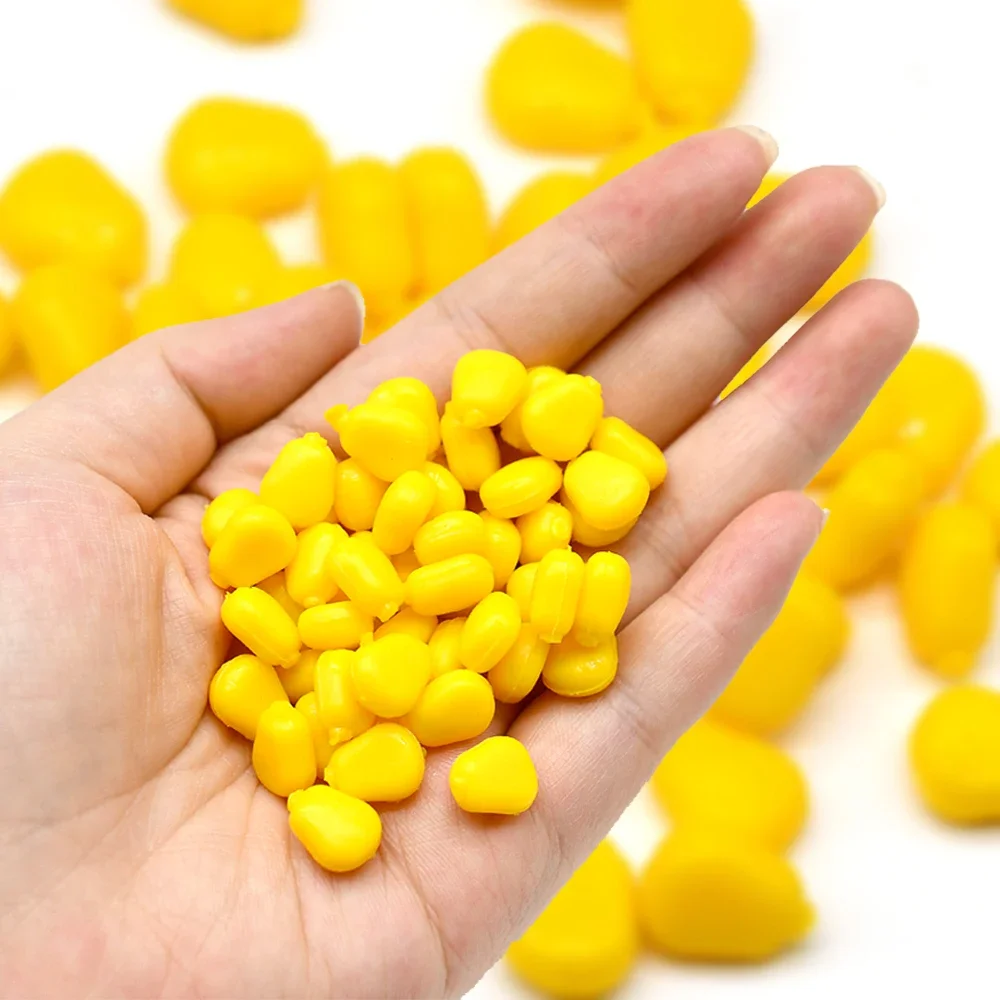 MNFT 25 piezas/50 piezas de silicona olor a maíz cebo suave agua flotante maíz carpa Señuelos de pesca cebos de goma artificiales