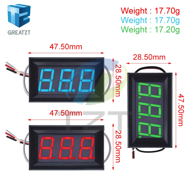 0.56 Inch Mini Red Green Blue LED Display Panel Voltage Meter Voltmeter Home Use Voltage 3 Three Digital DC 4.5V 30V 2 / 3 Wires