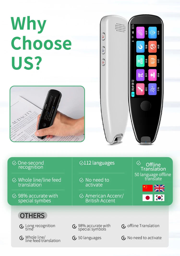 X5 smart language translator support 112 language Digital Reader Pen Voice Language Translator Device