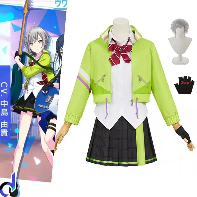 أنيمي هينوموري شيهو تأثيري حلي مشروع Sekai الملونة المرحلة ليو/تحتاج شيهو الأخضر موحدة مجموعة شعر مستعار هدية الكريسماس للنساء