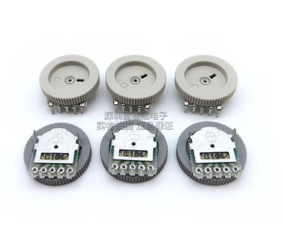 10PCS 16×3MM Dial Gear Potentiometer Dual C50K C100K Dial 360 ° Adjustment Encoder C503 C104 5-Pin