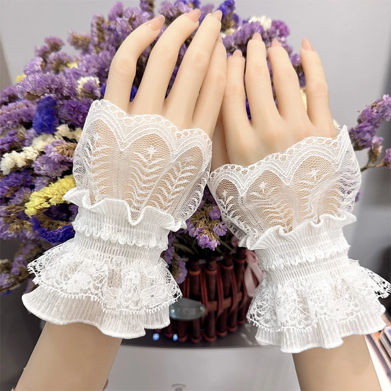 

Nail Salon Props Sweet Lace Detachable Fake Sleeves Elastic Bracelet Wrist Cuffs Nail Tech Photography Supplies