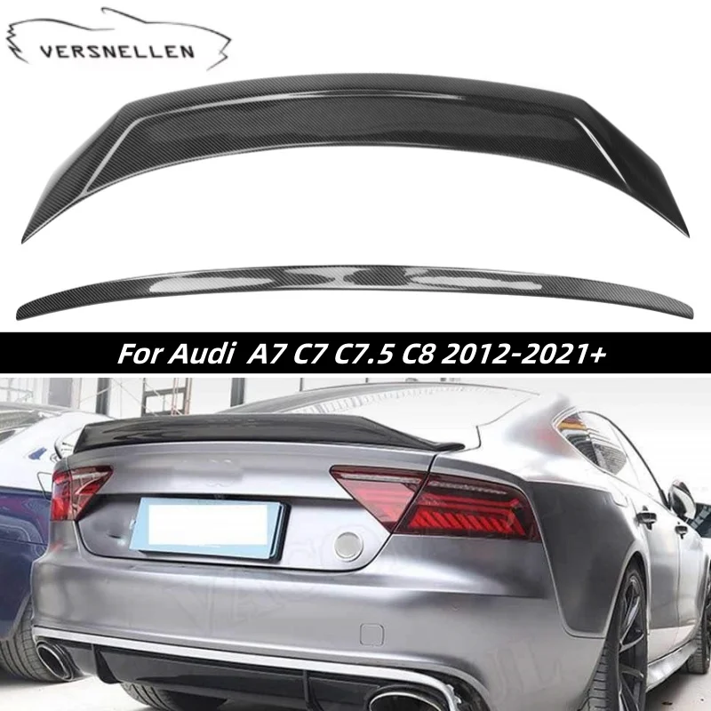 

Для Audi A7 S7 RS7 C7 C7.5 C8 2012-2021 задний спойлер из углеродного волокна, крыло багажника, высококачественный спойлер из настоящего углеродного волокна