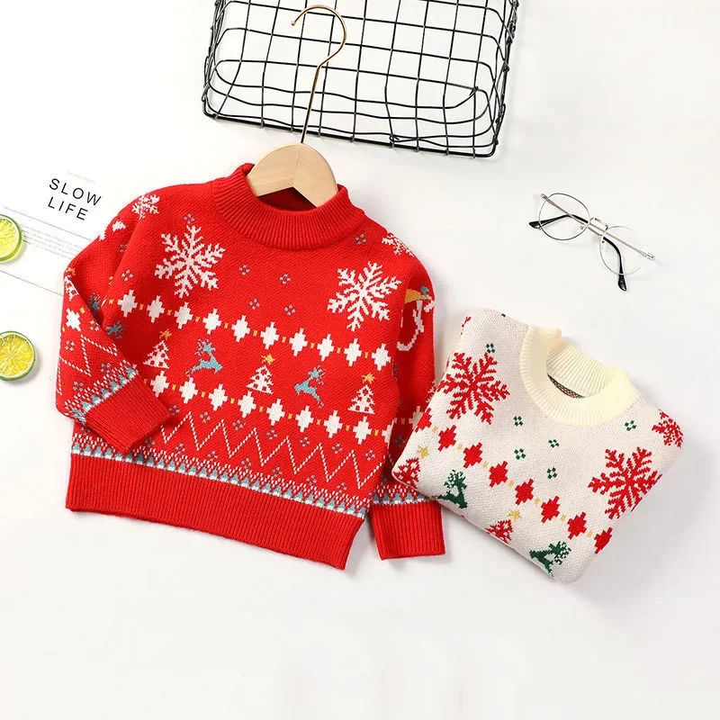 

Sweater for Kids Girl Christmas Element Sweaters Fall Winter Knitted Pullover Children Clothes Girls Tops Warm Clothing IY05285