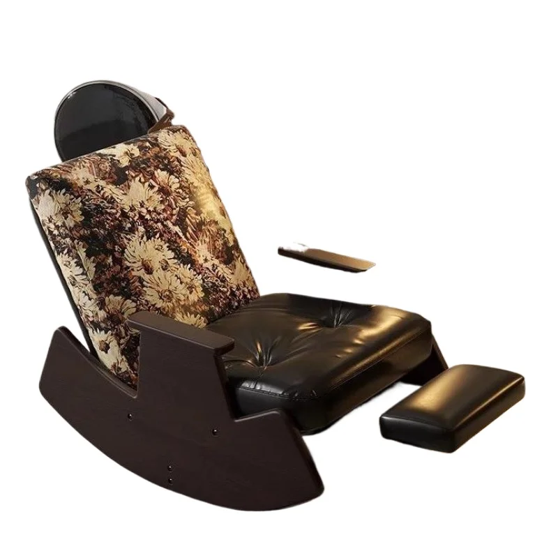 Sedia a dondolo in legno massello retrò reclinabile ospite antico divano singolo balcone divano pigro per il tempo libero