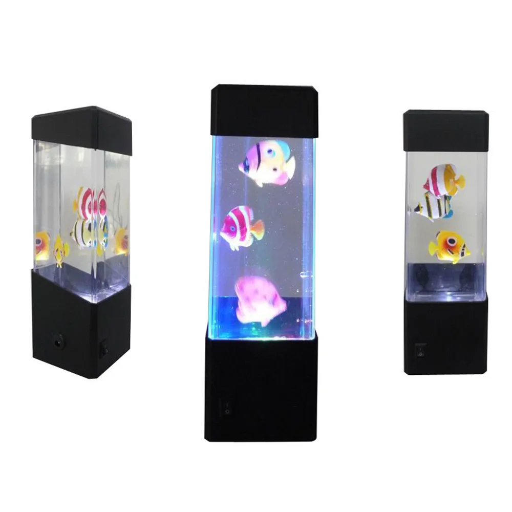 Led Jellyfish Tank Night Light Color Changing Table Lamp Aquarium Electric Mood Lava Lamp For Children Gift Home Room Decor