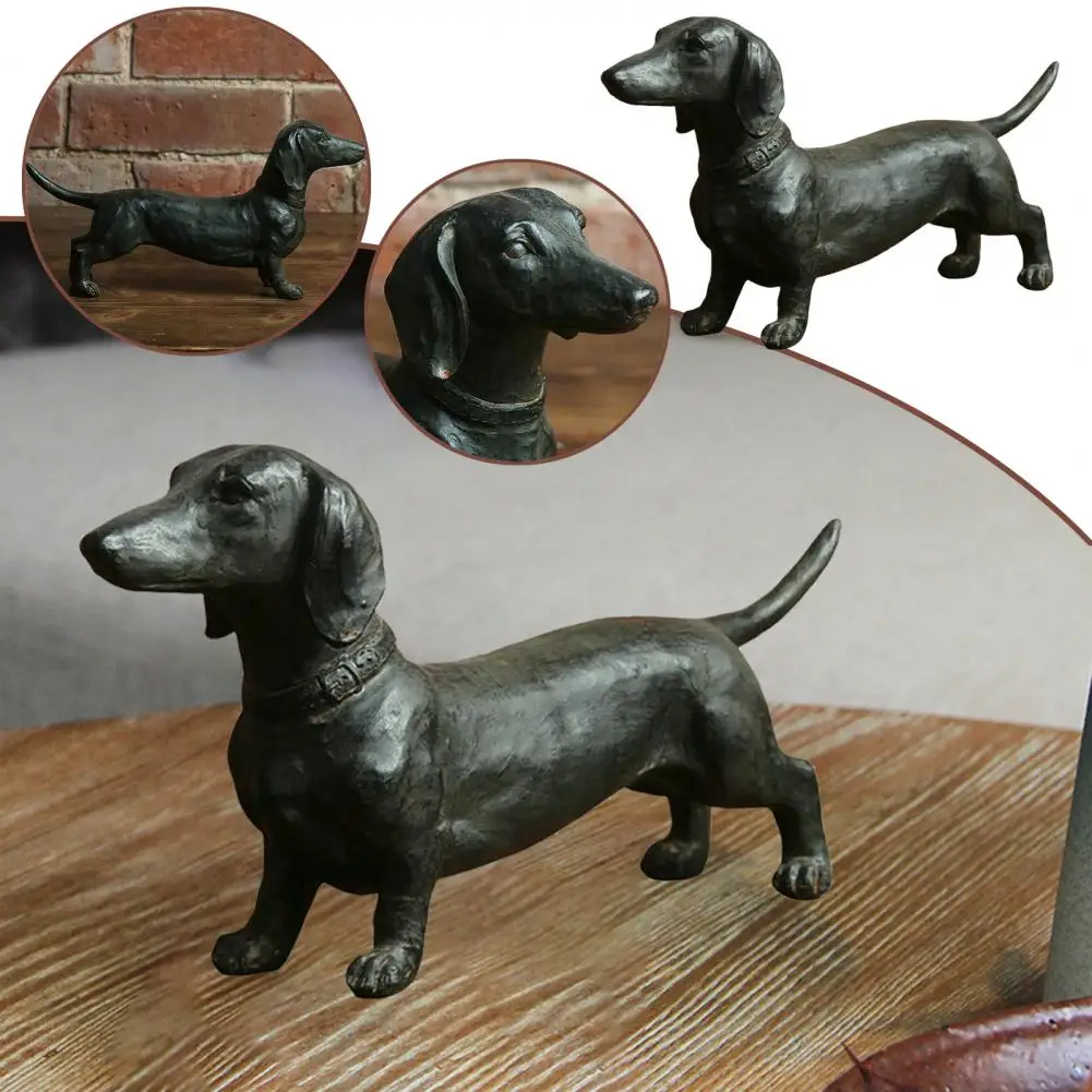 Dog Figurine Weather-resistant Fadeless Anti-scratch Drop-resistant Collectible Hand-crafted Long Body Dog Sculpture Garden Deco