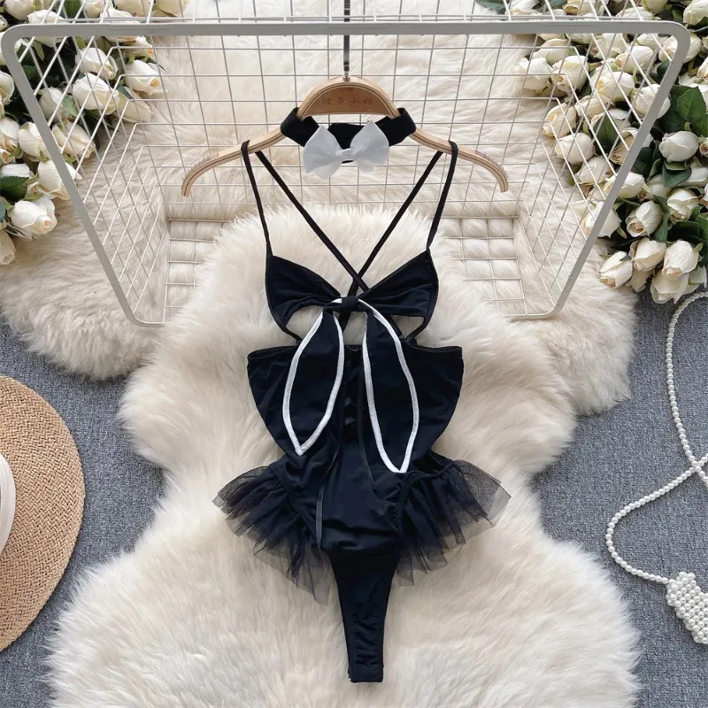 

Bunny Lady Rabbit Girl Sexy Sweet Dress Style Jumpsuit Hollow Strap Pajamas Hot Slim Fit Erotic Backless Women Bodysuit Sensual