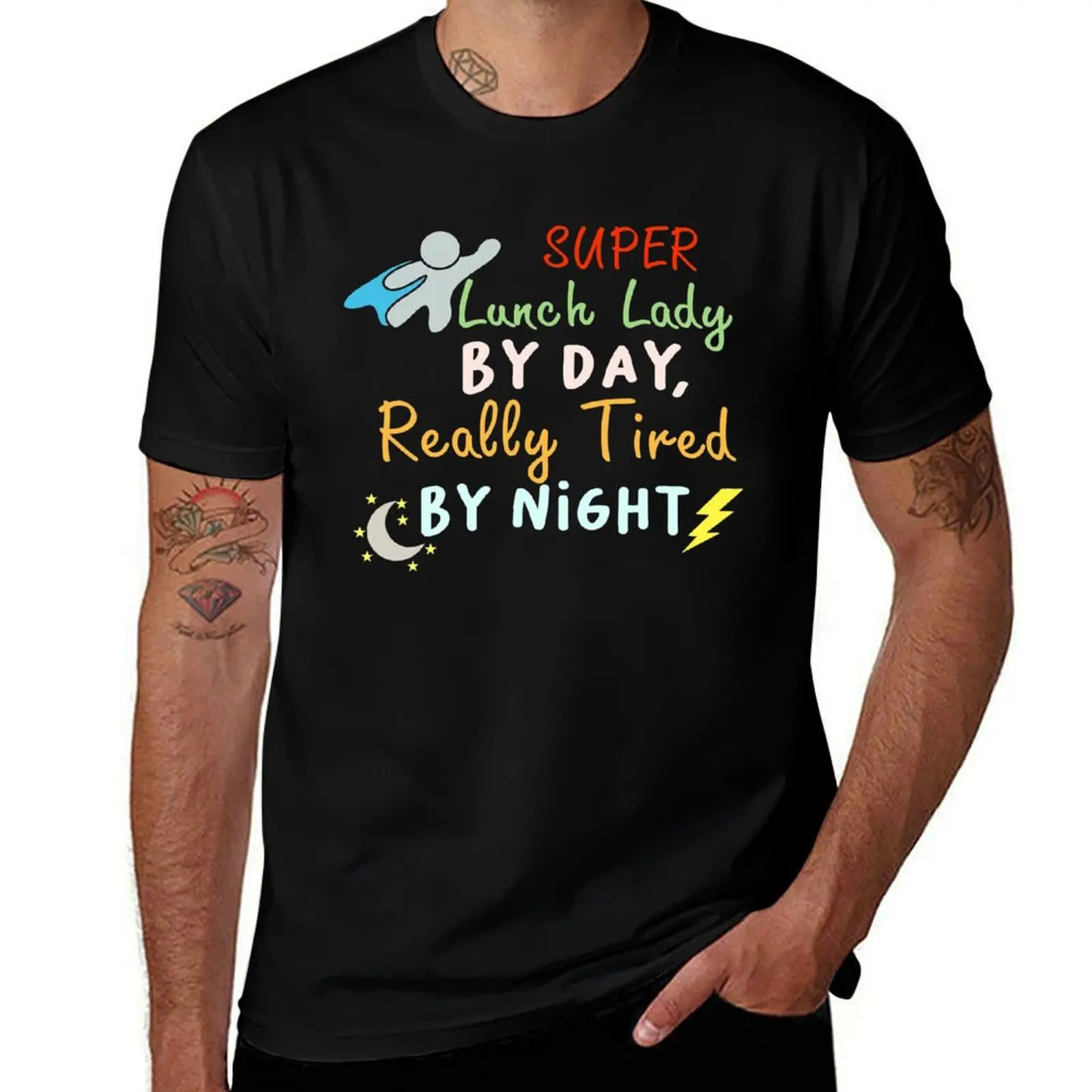 Super Lunch Lady by Day Tired by Night Funny Cafeteria Lady T-Shirt Lightweight Running T-Shirt