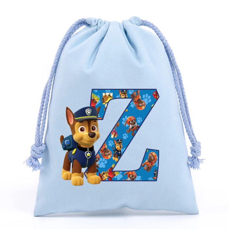 Paw Patrol-Bolso con cordón para niños y niñas, bolsa de almacenamiento con estampado de letras en inglés y dibujos animados, ideal para regalo de