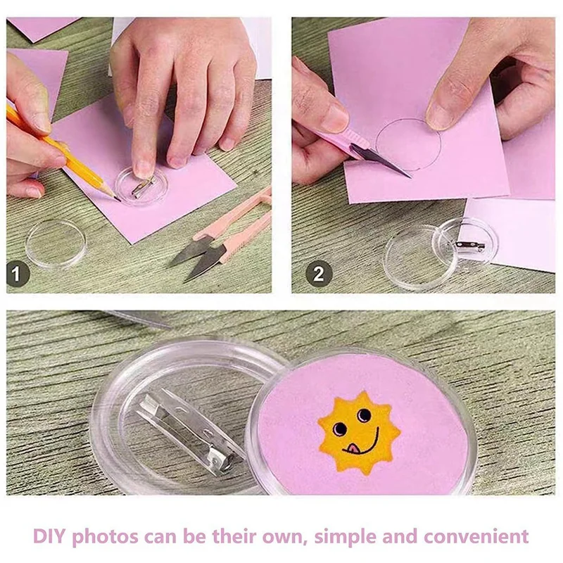 단추 메이커 DIY 단추 핀, 아크릴 디자인 단추 배지, 투명 단추 핀 배지, 2.36 인치, 50 개