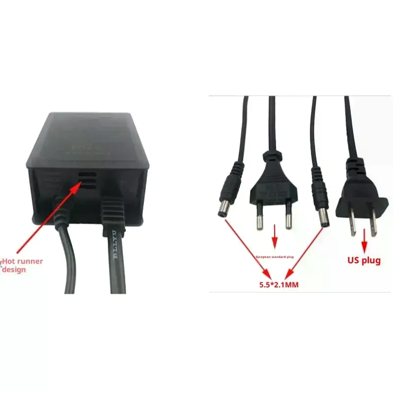 Waterproof Black DC12V 2A EU/US Plug Power Adapter For CCTV Security Surveillance AHD Camera Charger