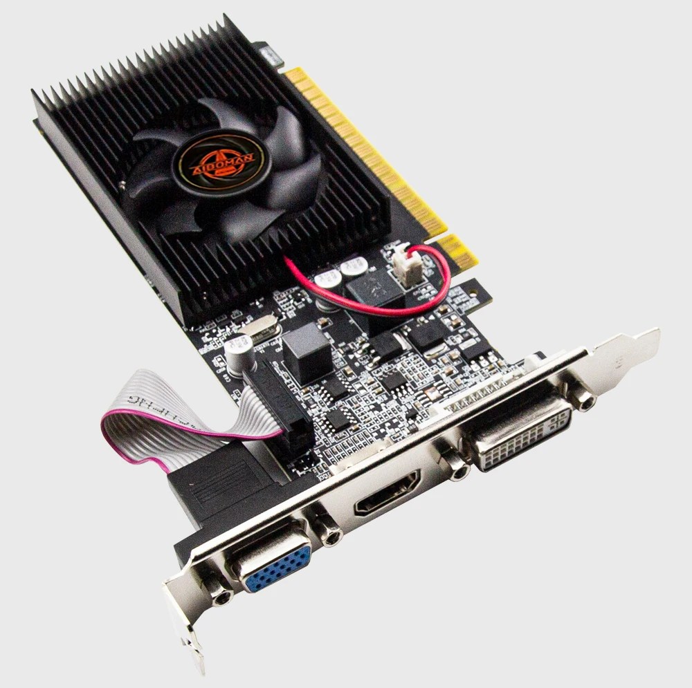 AIBOMAN GT610 1G/2G DDR3 بطاقة الفيديو NVIDIA GeForce GT 610 بطاقة الرسومات PCIE X16 2.0 HD DVI VGA 1800MHz 64Bit GPU الكمبيوتر