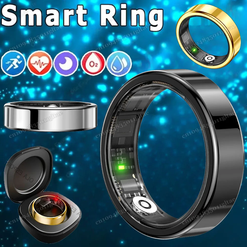 

Новое умное кольцо R09 для мужчин и женщин с чехлом для зарядки, пульс, кислород в крови, монитор температуры кожи, водонепроницаемость 5 АТМ для Android iOS