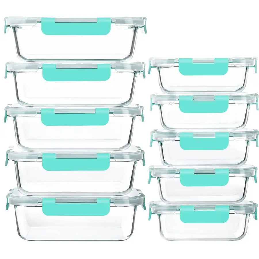 

Контейнеры для приготовления еды с крышками, стеклянные контейнеры для хранения продуктов MCIRCO с защелкивающимися крышками, герметичные контейнеры для обедов, пригодные для микроволновой печи.