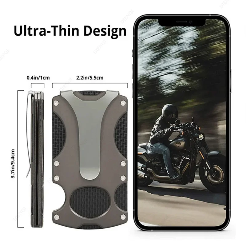 ที่ใส่บัตรเครดิตแบบป้องกัน RFID สำหรับผู้ชาย ที่ใส่บัตรประชาชน กระเป๋าสตางค์มินิมอลสุดหรูสำหรับผู้หญิง คลิปหนีบบัตรอะลูมิเนียมป้องกันการโจรกรรม ของขวัญสำหรับสามี