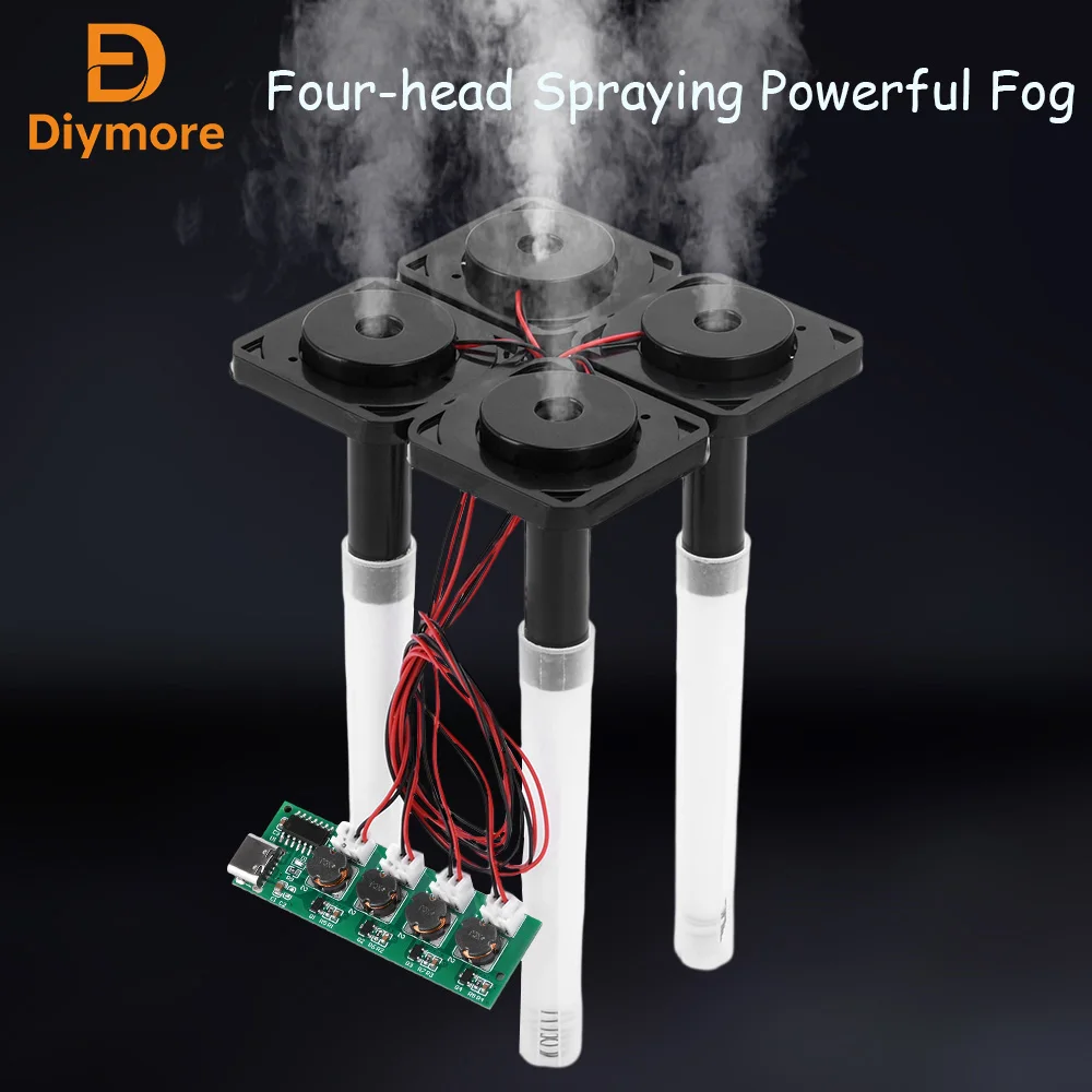 DC5V Unswitched 4 Spray Humidifier Module Atomization Control Board DIY Ultrasonic Nebulizer Type-C Interface Single module/Part