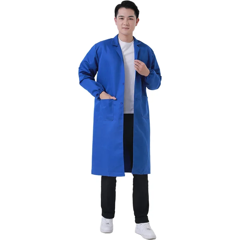 Labor Protection Work Clothes 2024 NEW Blue Coat Overalls Long-sleeved Dustproof Clothing with Printable Transport Clothing