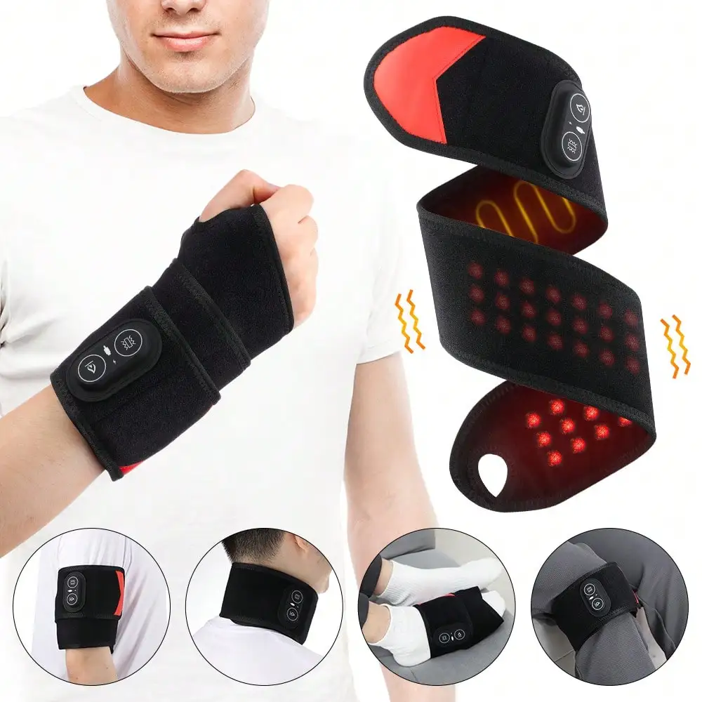 

Massage Heat Strap, 3-Speed Vibration + 3-Speed Heat, Multifunctional Hand Foot Knee Neck Massage Belt, Wireless Heat Vibration Wrist Strap, Left And Right Hand Universal, Parents And Friends Gift.Father Day Gift Fathers Day Gift