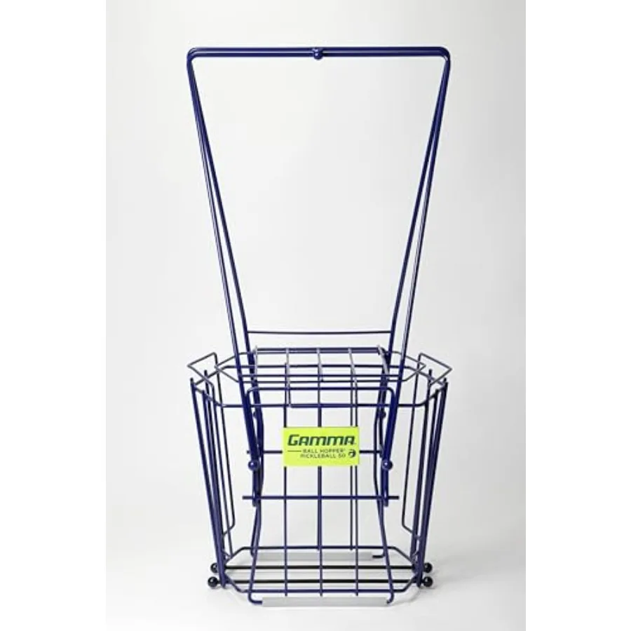 

Sports Pickleball Hopper 50 Ball Picker Upper with Hexagonal Basket Reinforced Welds Carbon Steel Wires and Attached Lid for Du