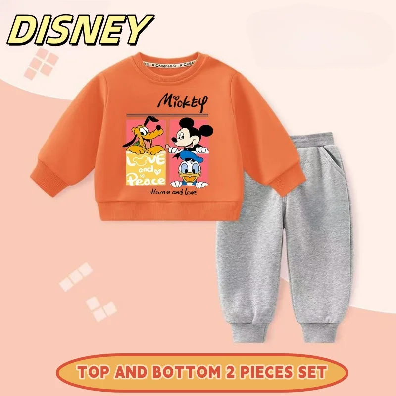 

Disney Autumn Baby Boys Clothes Set Kid Girls Cartoon Mickey Printed Sweatshirts Pullover Top and Pants 2pc Suit Children Outfit