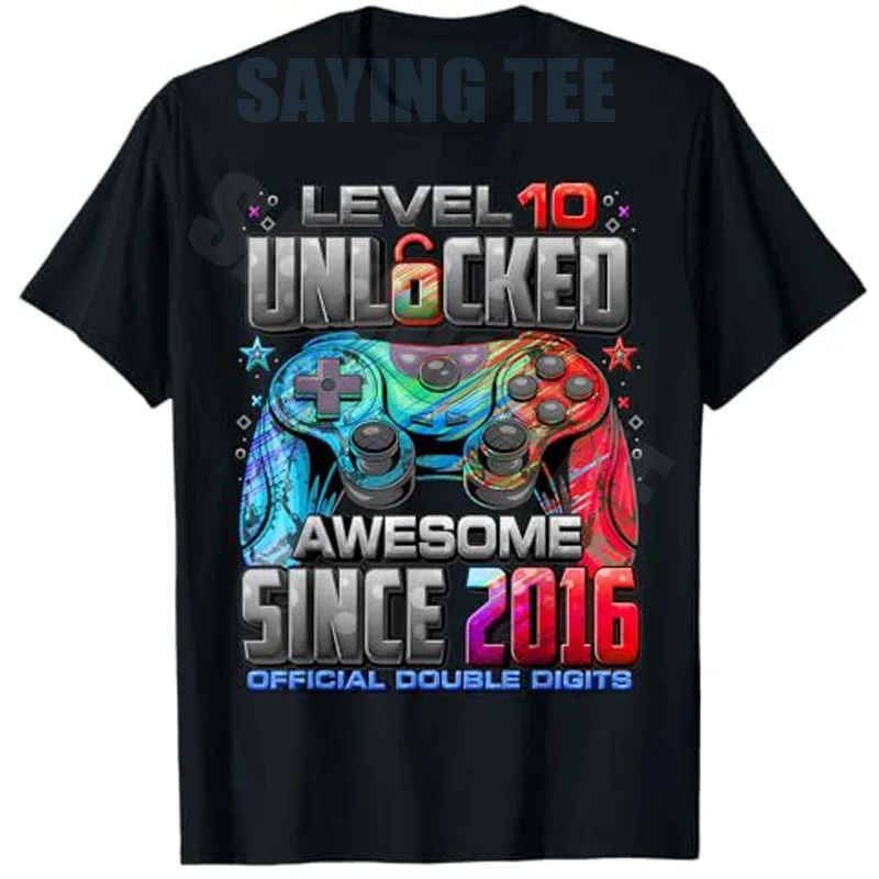 10-jährige Geburtstagsdekorationen für Jungen, T-Shirt „Awesome Since 2016“, Level 10 Unlocked Video Gamer, 10. Geburtstag, Neuheits-T-Shirt-Kleidung – Detail 4