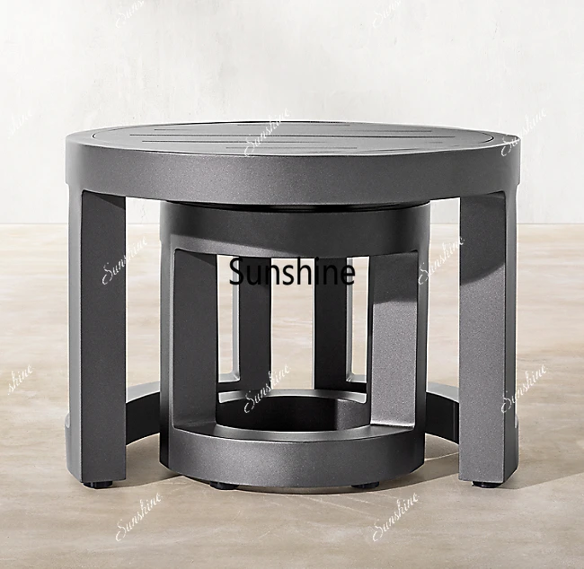 

For Outdoor Rustproof Powder Coated Aluminum Modern Furniture Round Side Table Luxury
